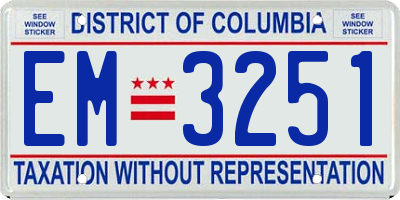DC license plate EM3251