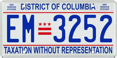 DC license plate EM3252
