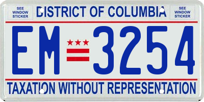 DC license plate EM3254