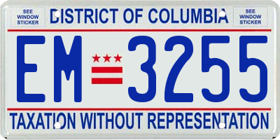 DC license plate EM3255