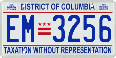 DC license plate EM3256