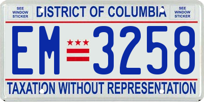 DC license plate EM3258