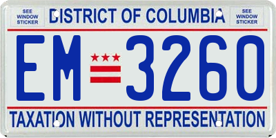 DC license plate EM3260