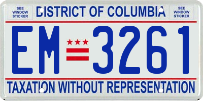 DC license plate EM3261