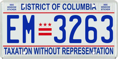 DC license plate EM3263