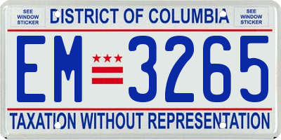 DC license plate EM3265