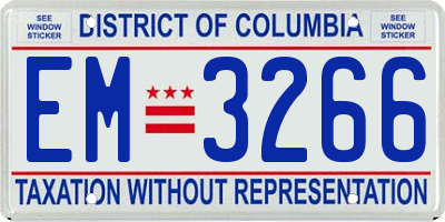 DC license plate EM3266