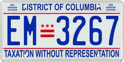 DC license plate EM3267