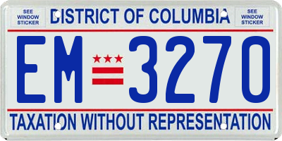 DC license plate EM3270