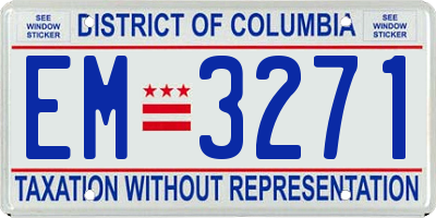 DC license plate EM3271