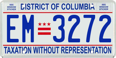 DC license plate EM3272