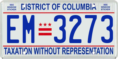 DC license plate EM3273