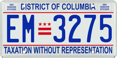 DC license plate EM3275