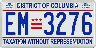 DC license plate EM3276