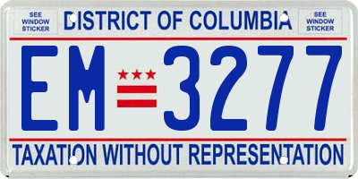 DC license plate EM3277