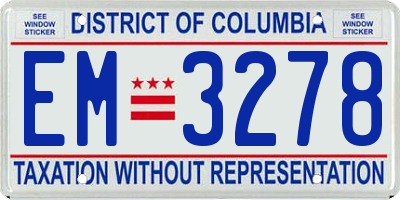 DC license plate EM3278