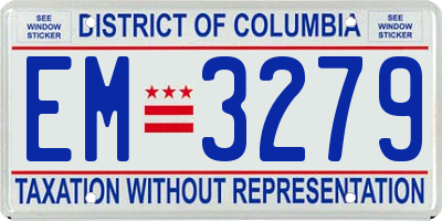 DC license plate EM3279