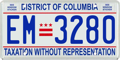 DC license plate EM3280