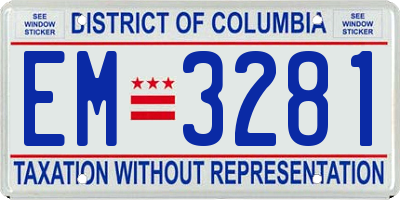 DC license plate EM3281