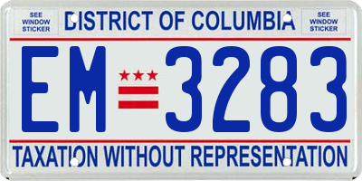 DC license plate EM3283