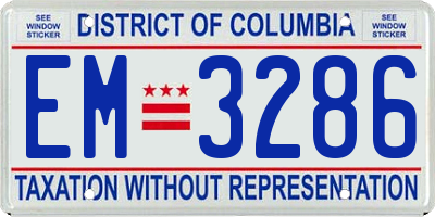 DC license plate EM3286