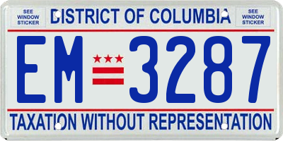 DC license plate EM3287