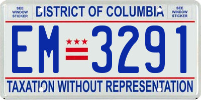 DC license plate EM3291