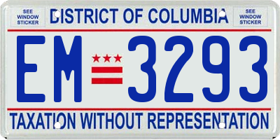 DC license plate EM3293