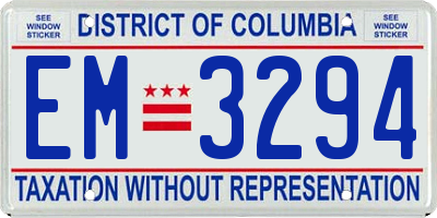 DC license plate EM3294