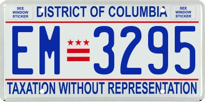 DC license plate EM3295