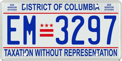 DC license plate EM3297