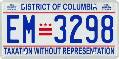 DC license plate EM3298