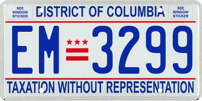 DC license plate EM3299