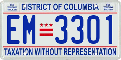 DC license plate EM3301