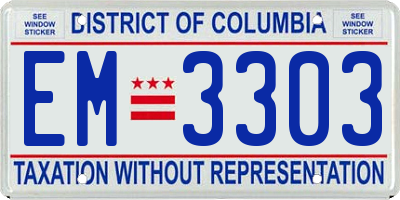 DC license plate EM3303