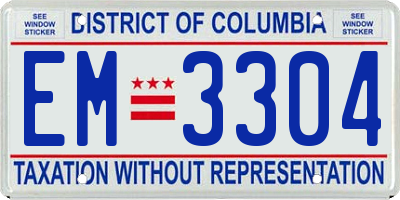 DC license plate EM3304
