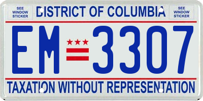DC license plate EM3307