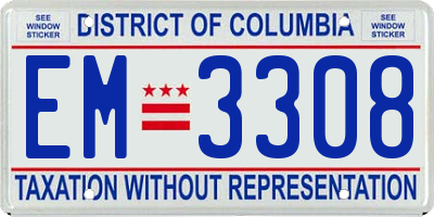 DC license plate EM3308