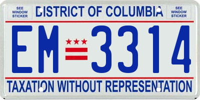 DC license plate EM3314