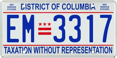 DC license plate EM3317