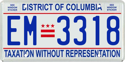 DC license plate EM3318