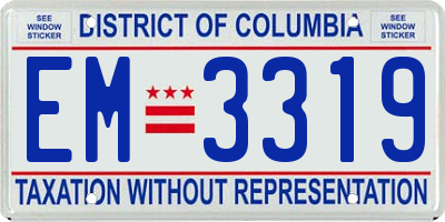DC license plate EM3319