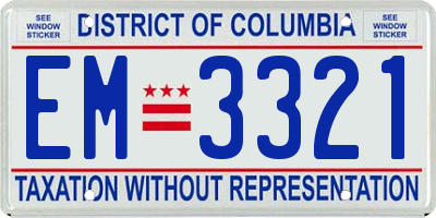 DC license plate EM3321