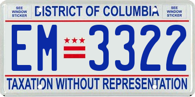 DC license plate EM3322