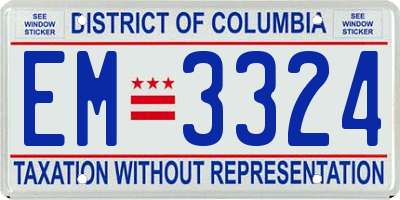 DC license plate EM3324