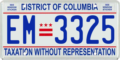 DC license plate EM3325