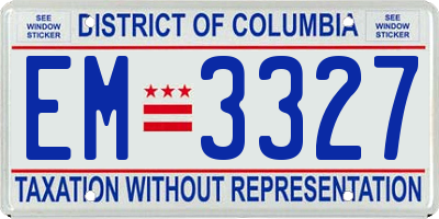 DC license plate EM3327