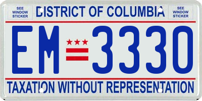 DC license plate EM3330