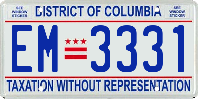 DC license plate EM3331