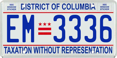 DC license plate EM3336